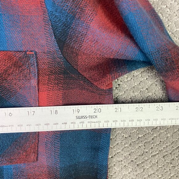 The North Face Flannel Shirt Men's Small Red Blue Black Shadow Plaid Pearl Snap - Picture 10 of 14